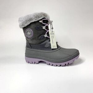 Cougar Gray and Purple Kids Snow Boots
